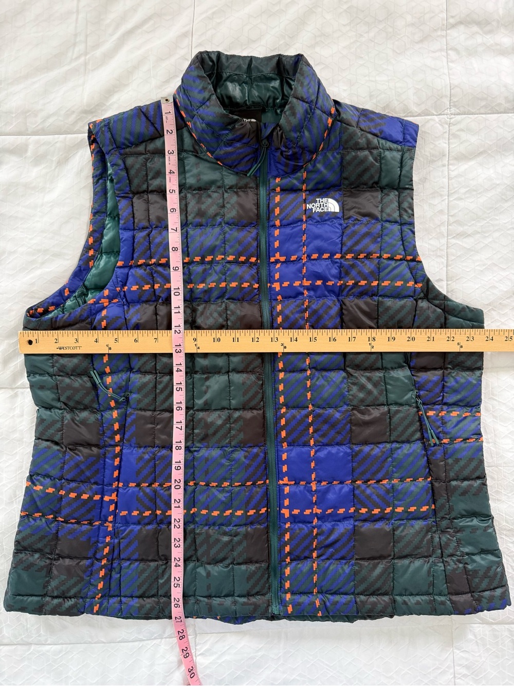 The North Face ThermoBall Eco Plaid Puffer Vest XXL Blue Green F22 Women